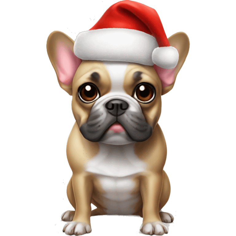 French bulldog in Santa hat emoji