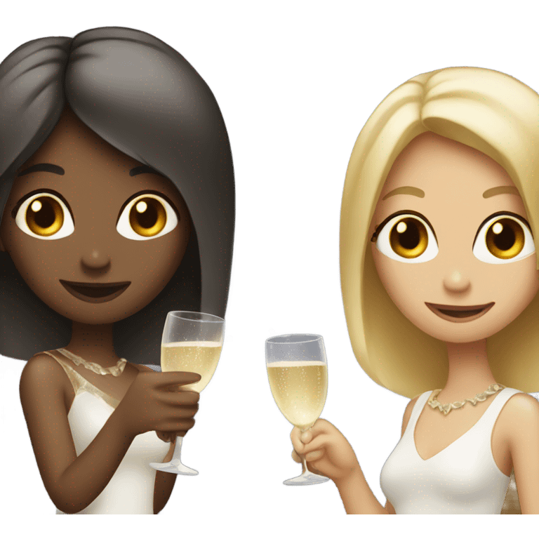 Two girls with champagne  emoji