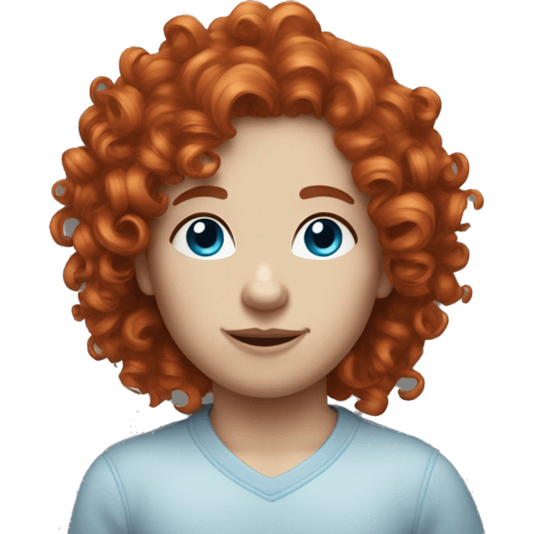 curly red hair, blue eyes, white skin, nose ring emoji