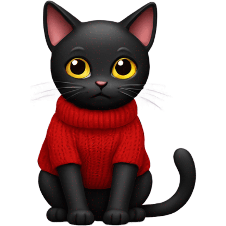 Black cat wearing a red sweater emoji