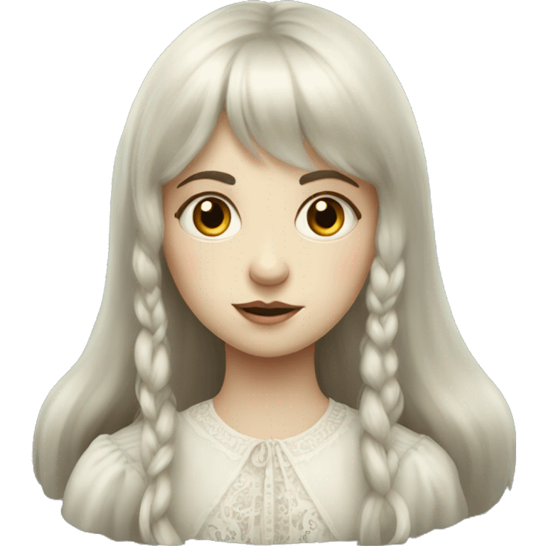 victorian ghost russian girl with long hair and bangs emoji