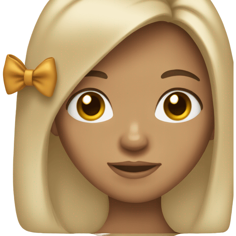 long hair brunette tan girl with bow emoji