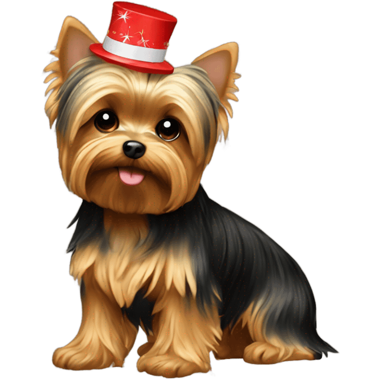 Yorkie with happy new year  emoji