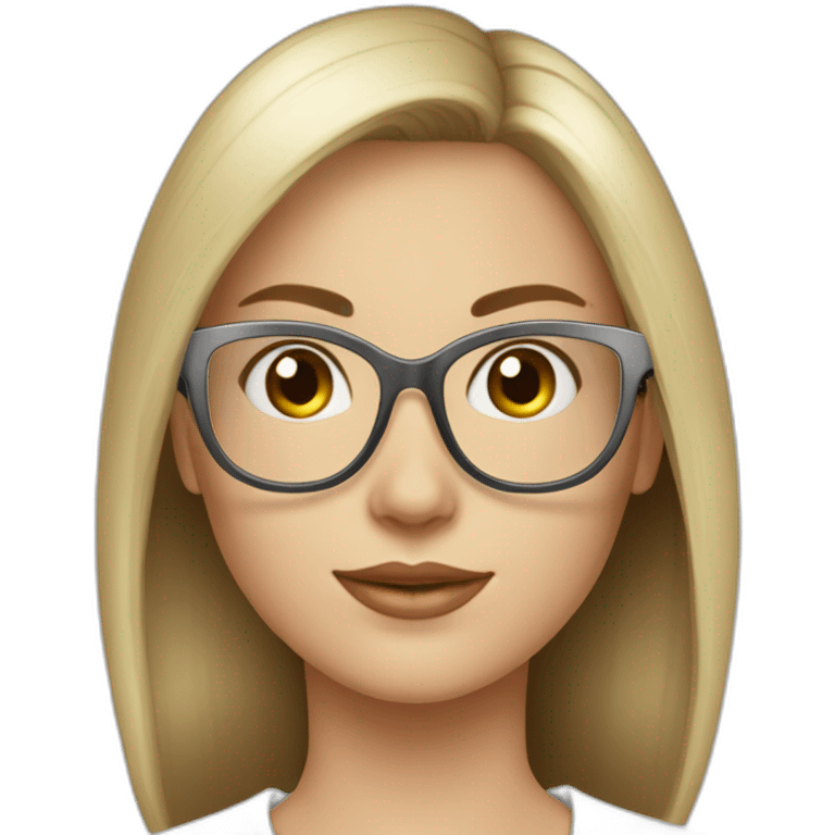 Femme jeune cheveux blanc lisse long lunette emoji