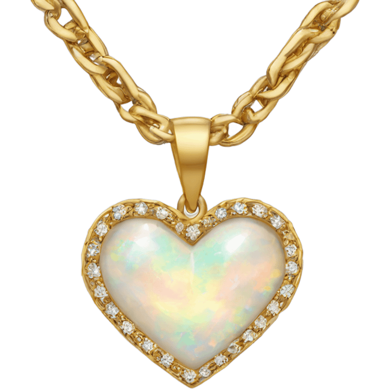 Gold chain collar with opal Crystal heart emoji