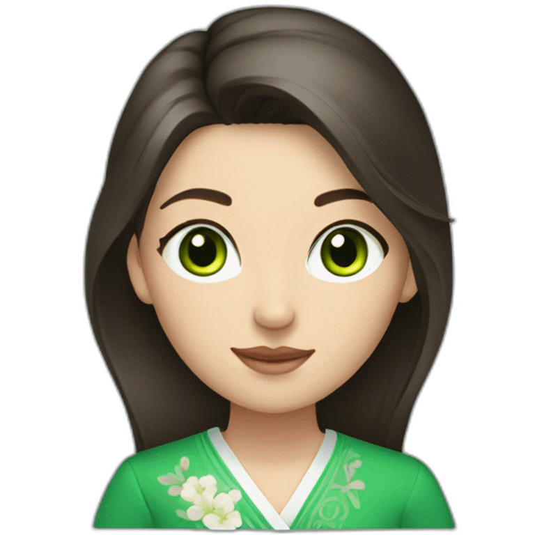 Brunette with green eyes in Chinese clothes emoji