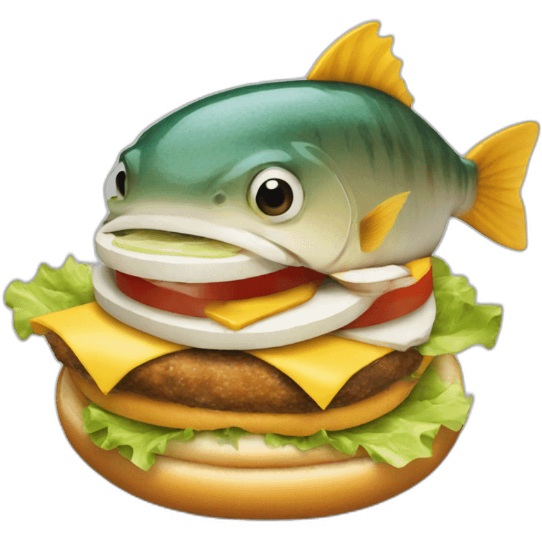 Fish eating a burger emoji