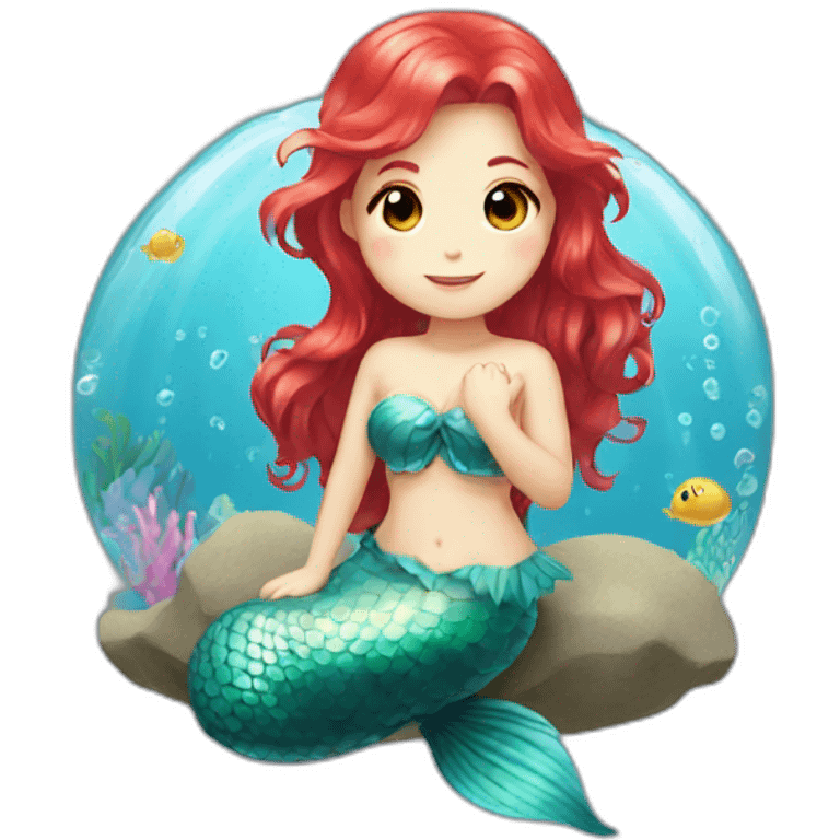 red haired cute kawaii mermaid emoji