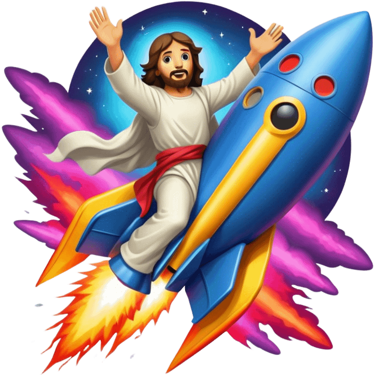 jesus riding a rocket france black boom!  emoji