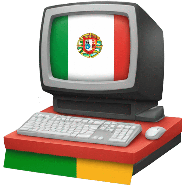 computer in the style of the portuguese flag emoji