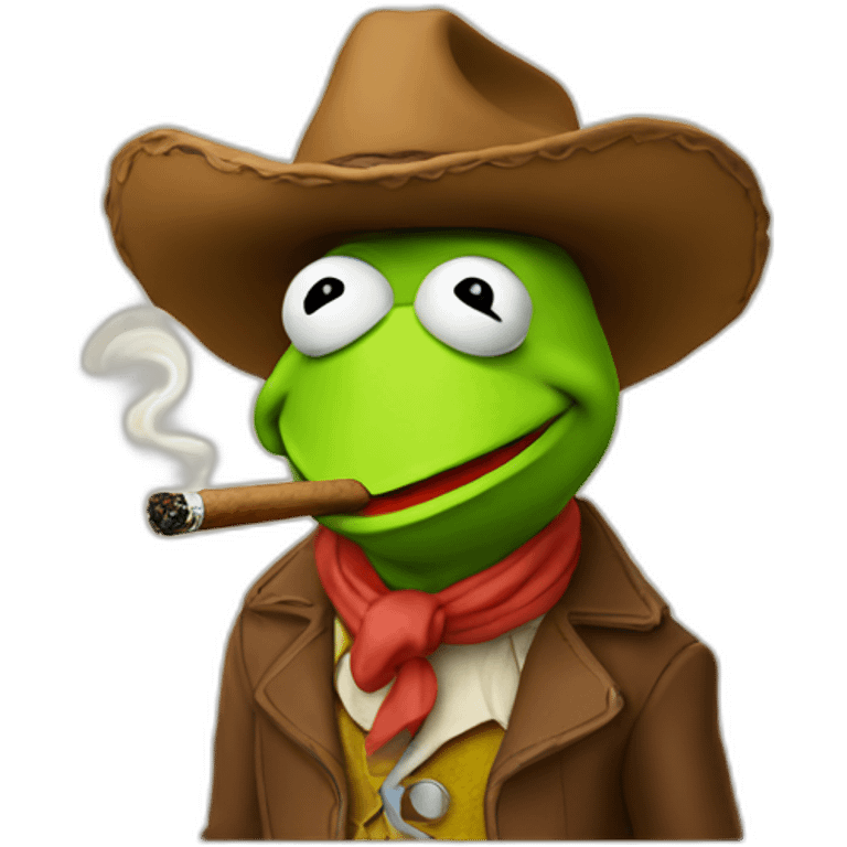 Kermit cowboy with cigar emoji