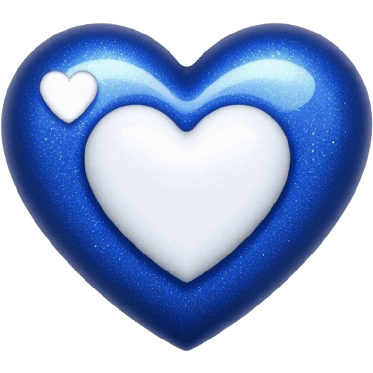 Sparkly midnight blue heart  with white heart in center emoji