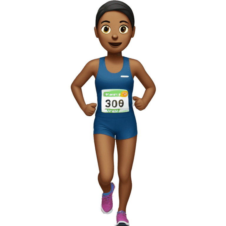 marathon runner women with bib emoji