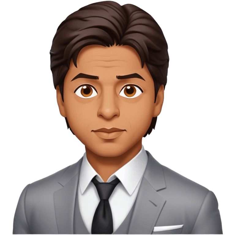 Cinematic Realistic Shah Rukh Khan Pop Culture Emoji, showcasing the charismatic charm of the Bollywood superstar rendered with lifelike detail and captivating lighting. emoji