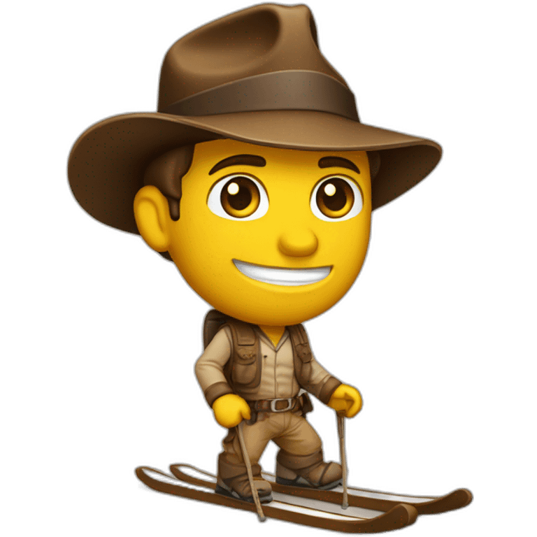 Indiana Jones avec des skis aux pieds emoji