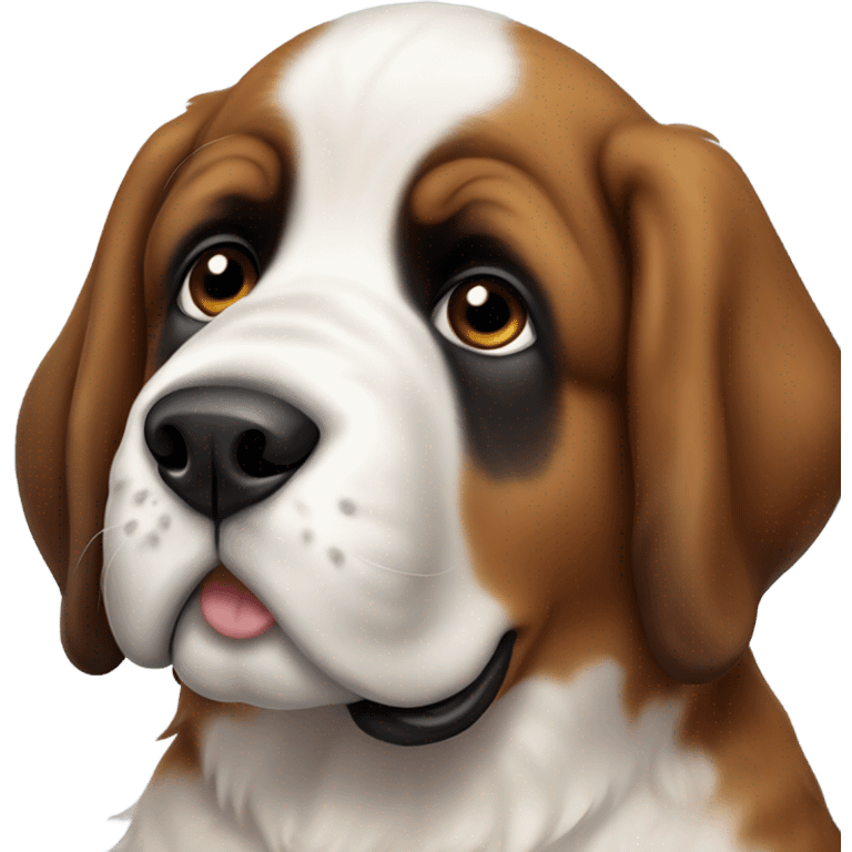 Puppy Saint Bernard with white ear emoji