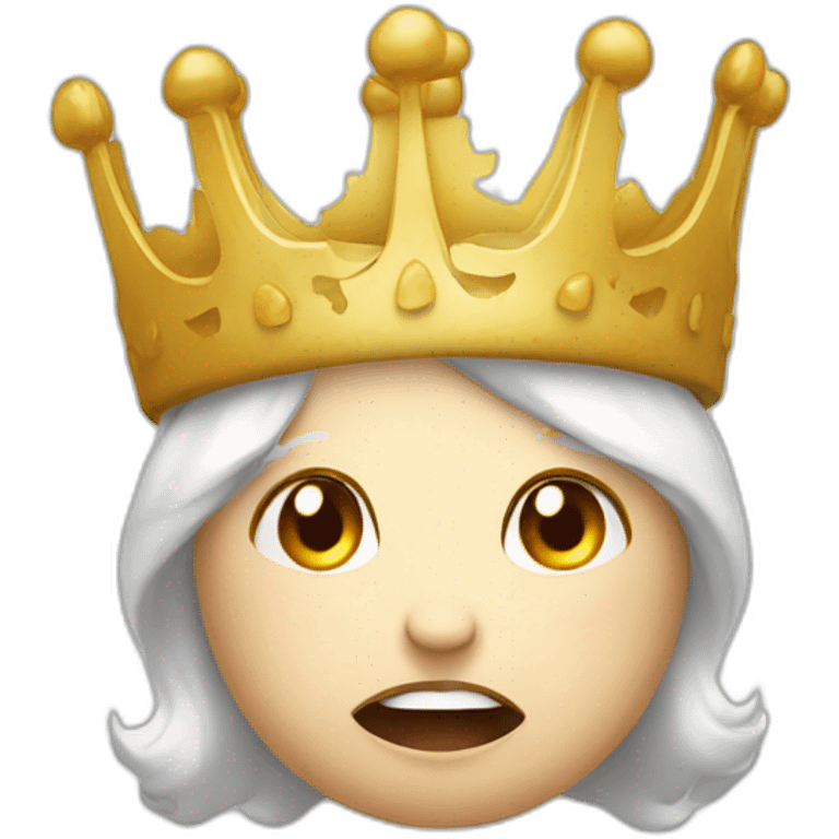 A female mozzarella with an angry face who is wearing a crown emoji