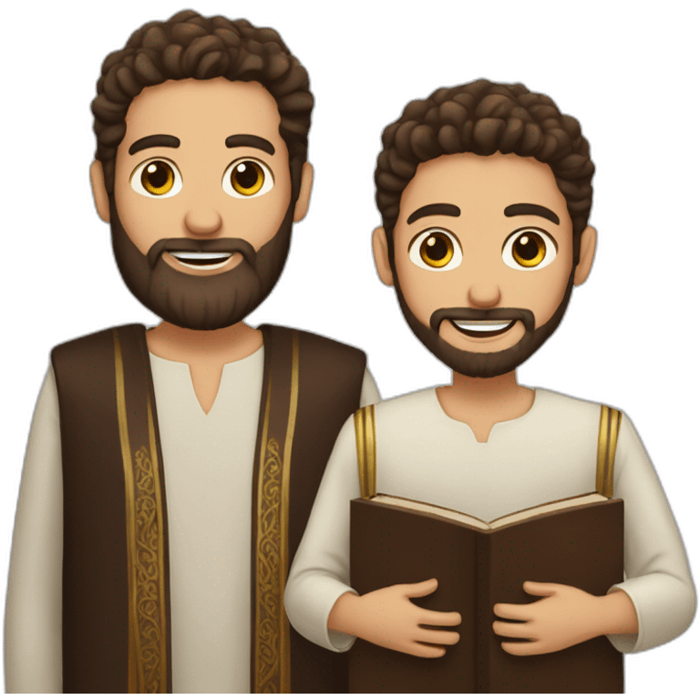 Jewish brown hair and brown beard man with torah emoji