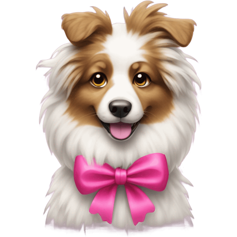 Aussie dog wearing a pink bow emoji