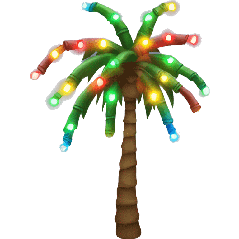 Palm tree with colorful Christmas lights emoji