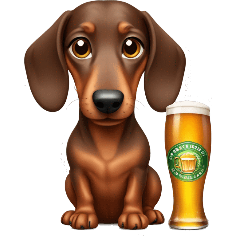 dachshund with beer emoji