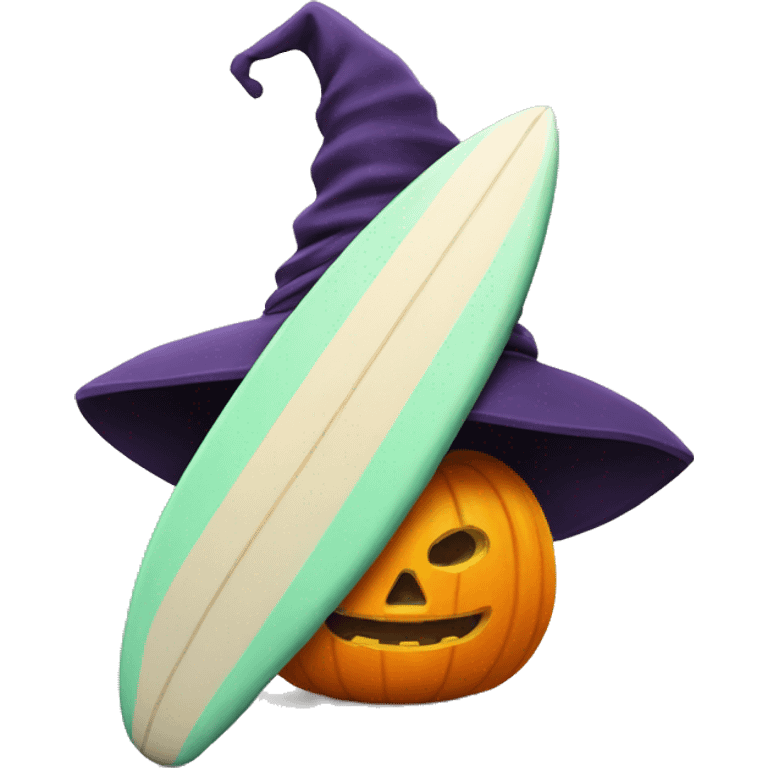 pumpkinon surfboard in a witch hat  emoji