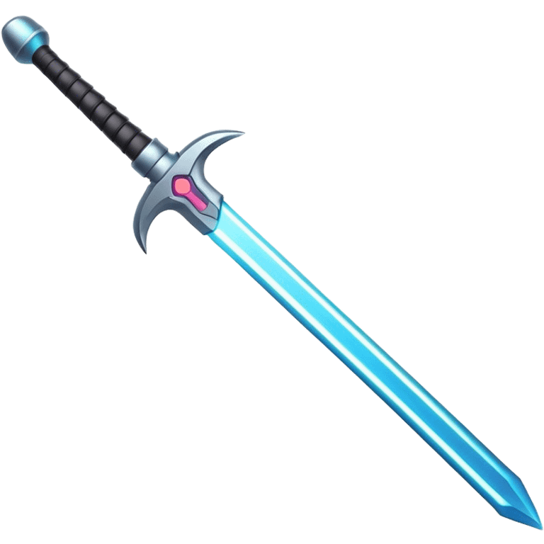 Clash of Clans aesthetic: Cinematic Playful Laser Sword Emoji, rendered in a 3D vector-style similar to standard emojis with minimal shading and bold, simplified shapes. A compact, vibrant energy blade with a neon-hued, glowing edge and futuristic hilt, softly glowing with a radiant cosmic charm. Simplified yet unmistakably iconic, highly detailed and consistent, glowing with a soft pulsating brilliance and high shine. Stylized with a touch of interstellar elegance and a soft glowing outline, capturing the essence of a legendary energy blade with a friendly, playful manner! emoji