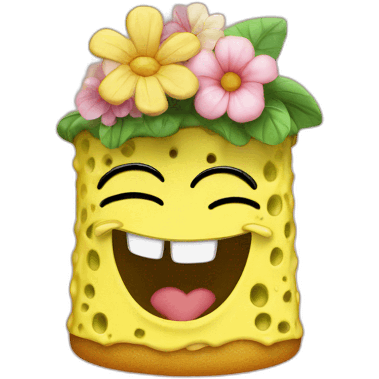 Sponge Bob in a floral dress emoji