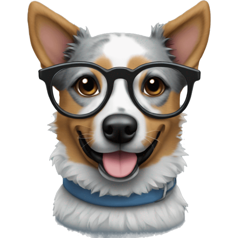 Blue heeler dog with glasses on  emoji