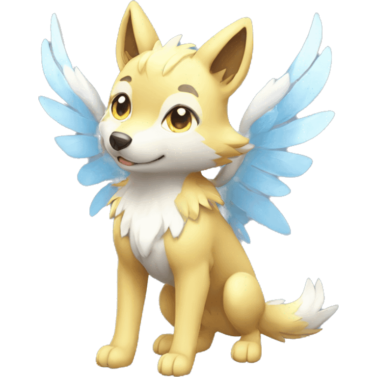 Kawaii Cute Shiny Winged Wolf-Pokémon full body emoji