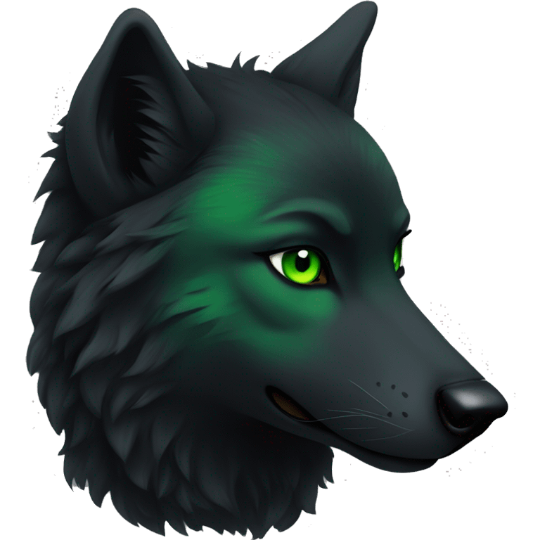 Black wolf with green eyes, kiss  emoji