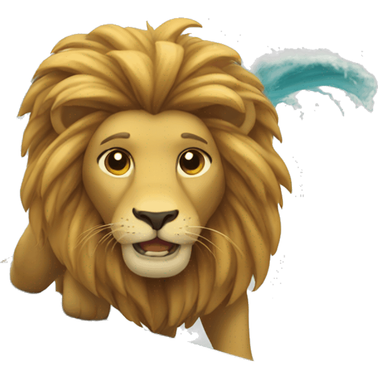 Lion make surf emoji