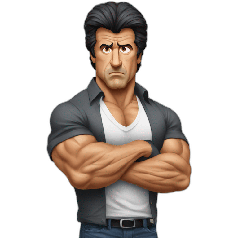 sylvester stallone serious cartoon wearing shirt emoji