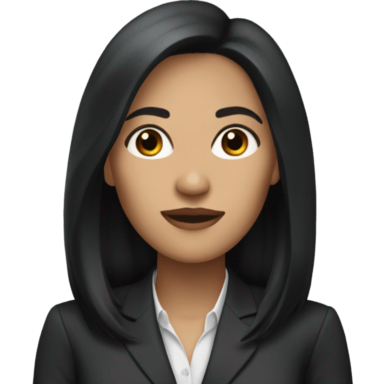 executive woman with long black hair brown eyes emoji