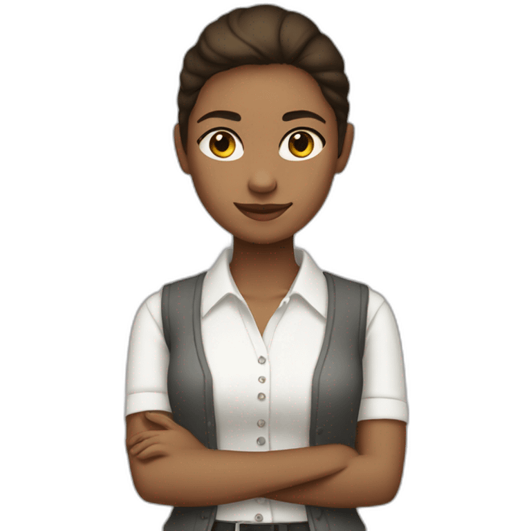 girl wearing a collared white shirt under a white sweater vest emoji