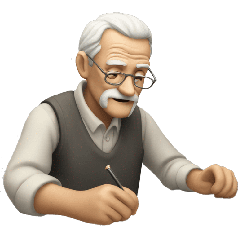 Old man writing a check emoji