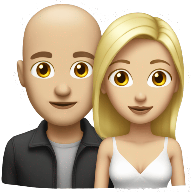 Couple. Male bald. Woman blonde. 35 emoji