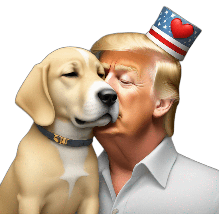 trump kissing a dog emoji