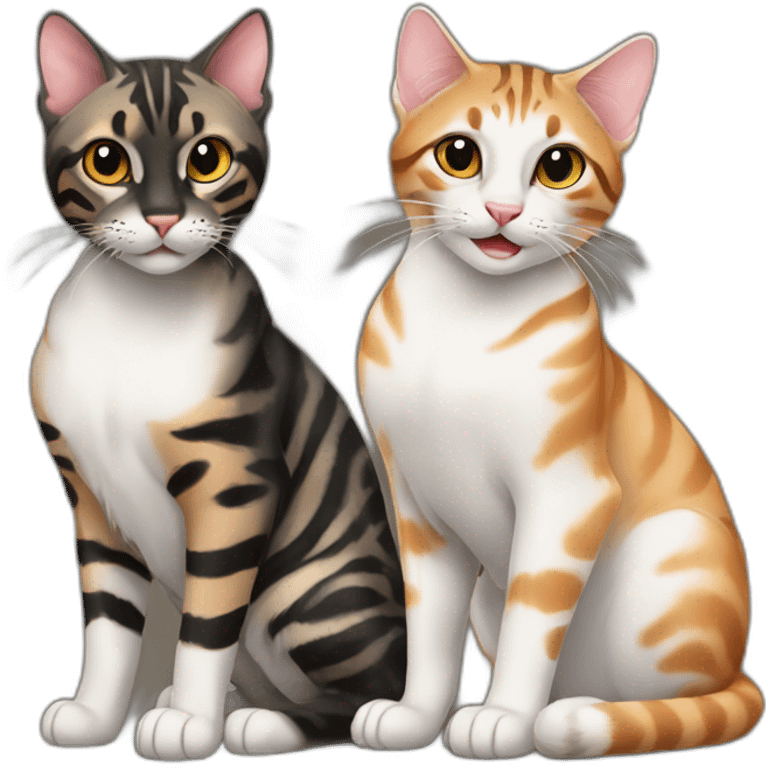 two-cats-bengal-and-small-cat-black-together emoji