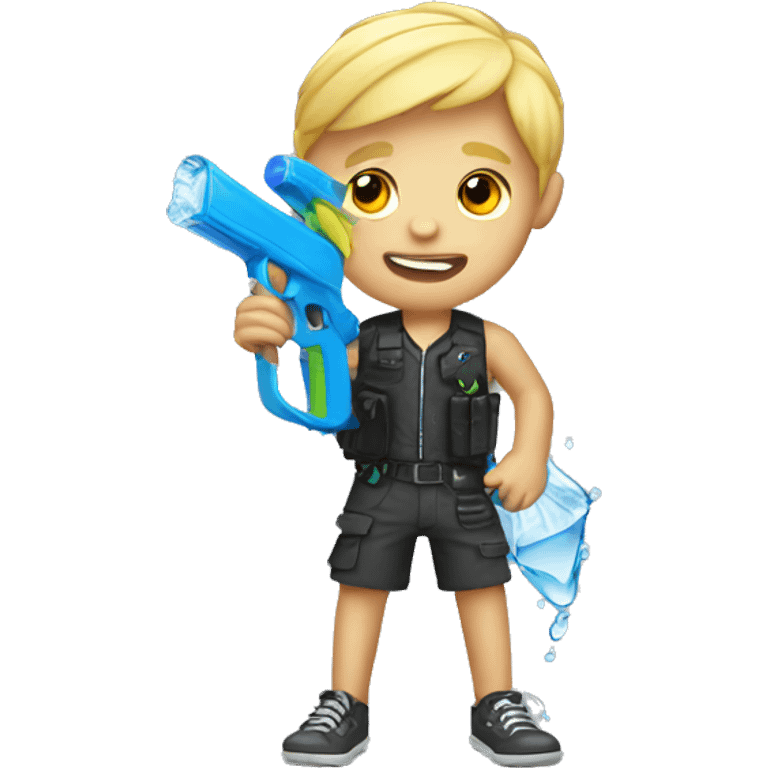 Blonde boy with water gun emoji