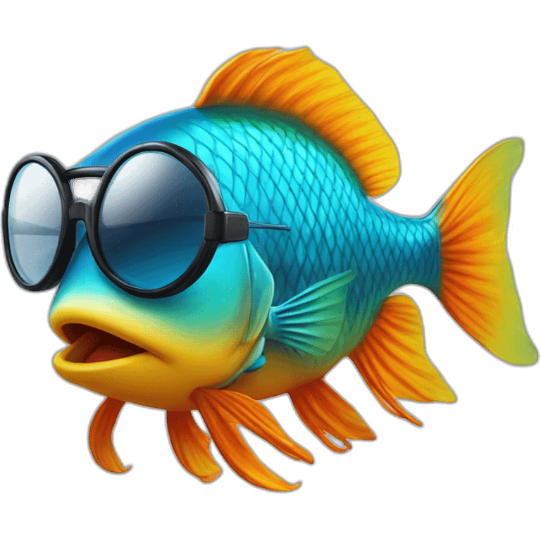 beta fish wearing sun glasses and frowning emoji