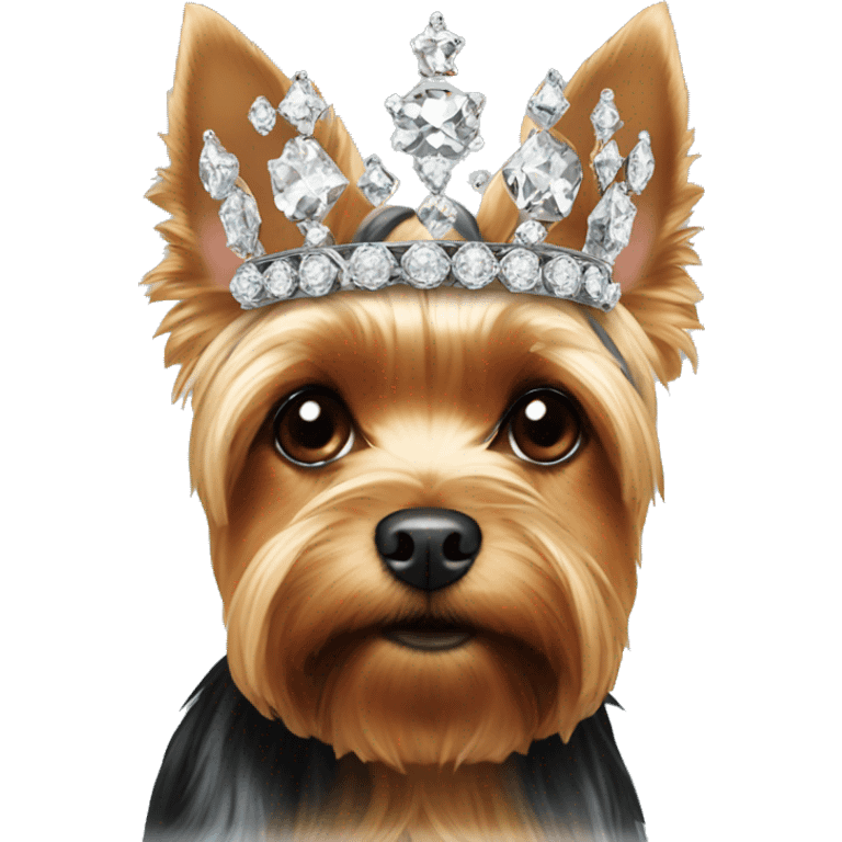 Yorkie's head in a crown of diamonds emoji