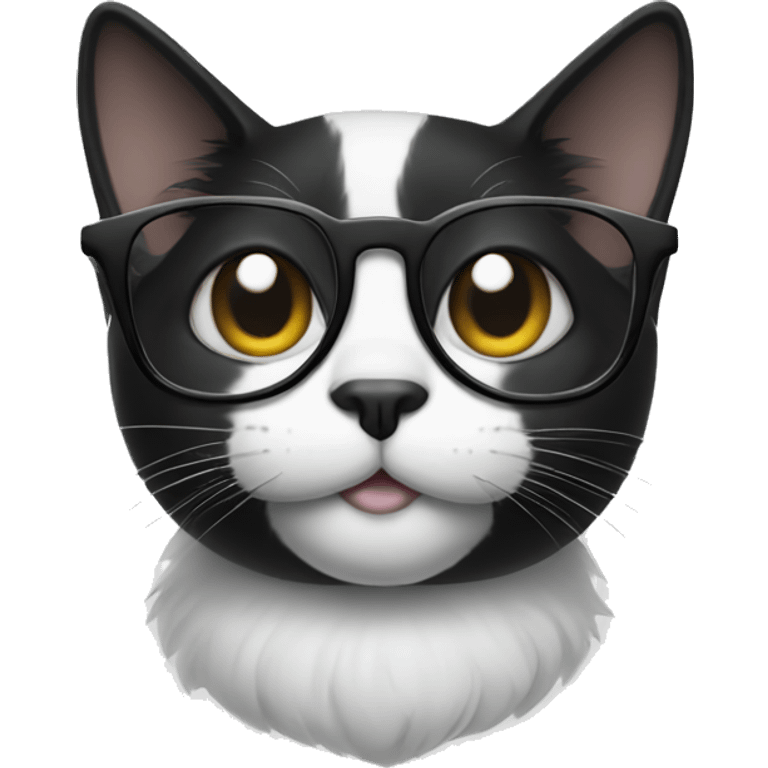 Black and white cat with glasses  emoji