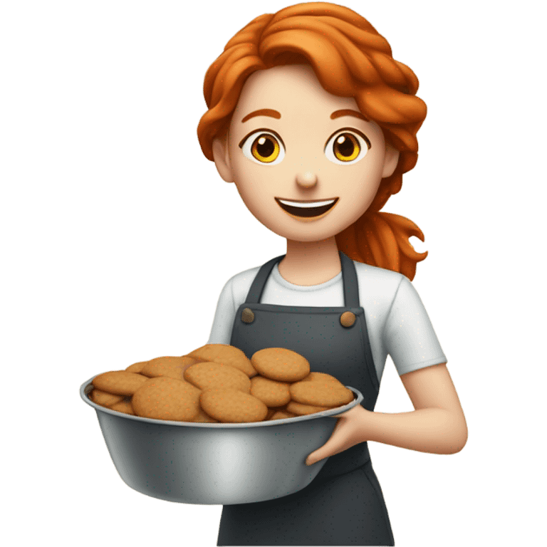 A redheaded girl baking cookies emoji