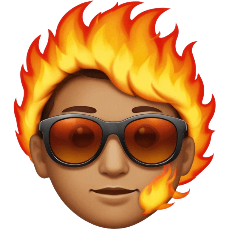 sunglasses face with fire around emoji