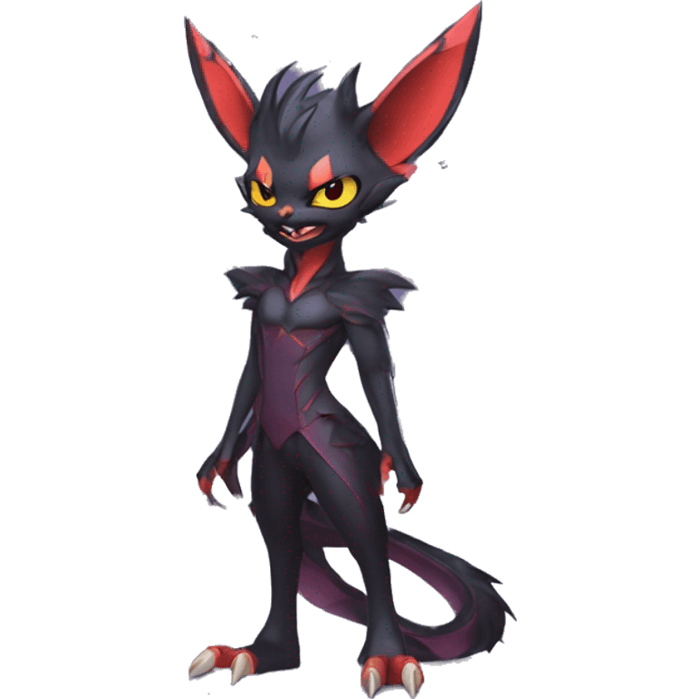  Kawaii Edgy Cool Vampiric Demonic Beautiful Noivern-Nargacuga-Litten with big Bat Ears full body emoji