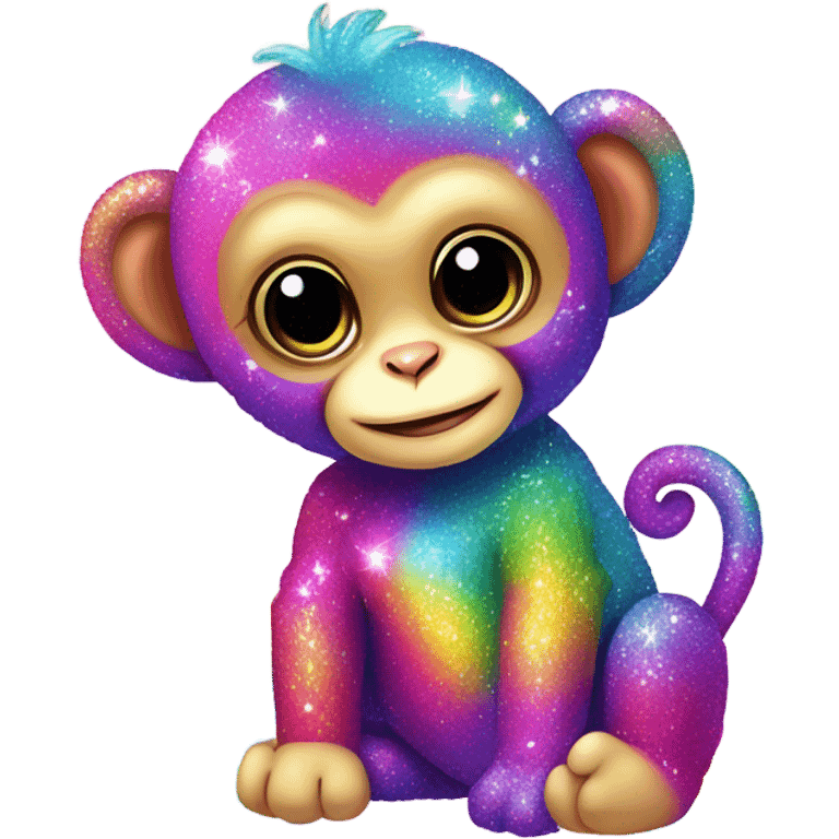 Lisa frank sparkly rainbow baby monkey with heart emoji