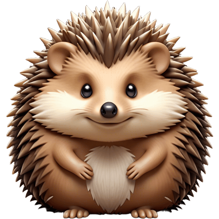 Cinematic Noble Hedgehog Portrait Emoji, Poised and regal, with a compact, spiky build and a rich, earthy Fur of brown spines and a soft underbelly, deep-set soulful beady eyes, Simplified yet sharp and sophisticated features, highly detailed, glowing with a warm, dignified glow, high shine, intelligent and endearing, stylized with an air of woodland charm, focused and attentive, soft glowing outline, capturing the essence of a watchful and confident little hedgehog, so majestic it feels as though it could scurry out of the screen with effortless authority! emoji