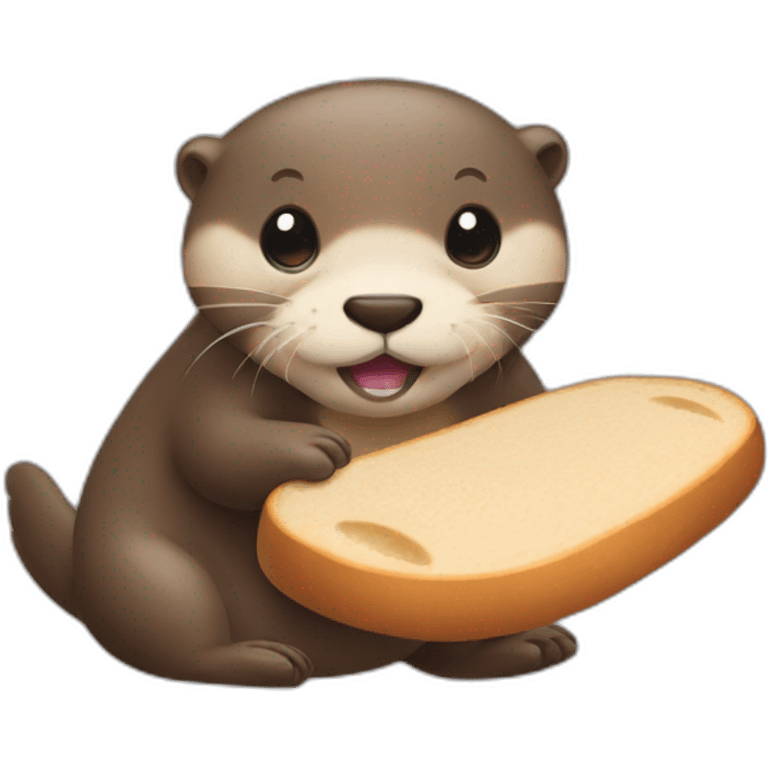 Otter apple emoji playing with bread emoji