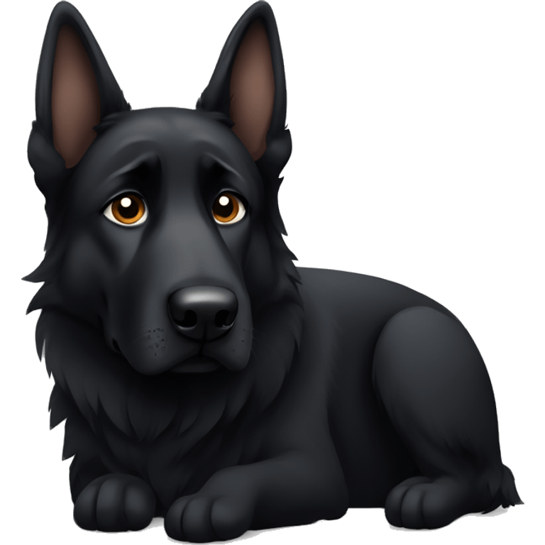 Sad cartoon black german shepherd emoji